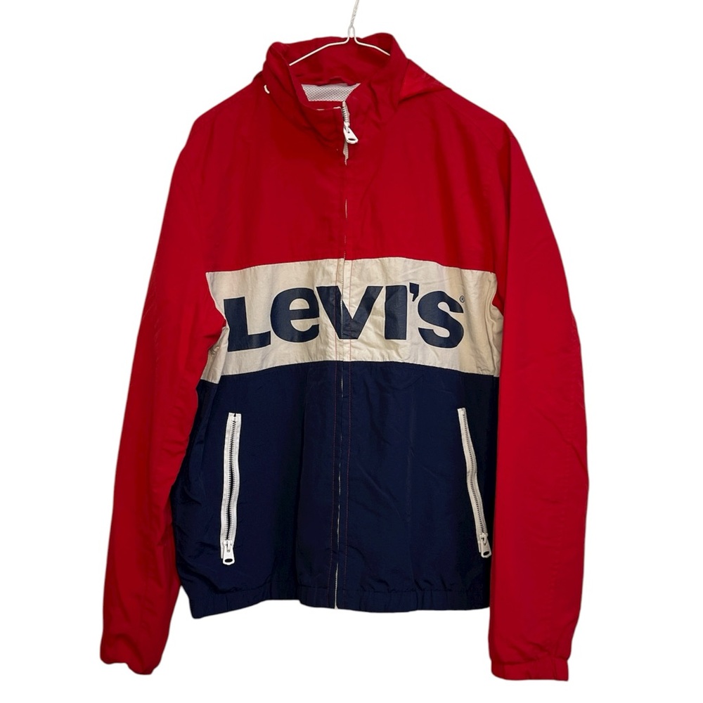 Levi’s Red White Navy Colorblock Windbreaker Jacket Size M